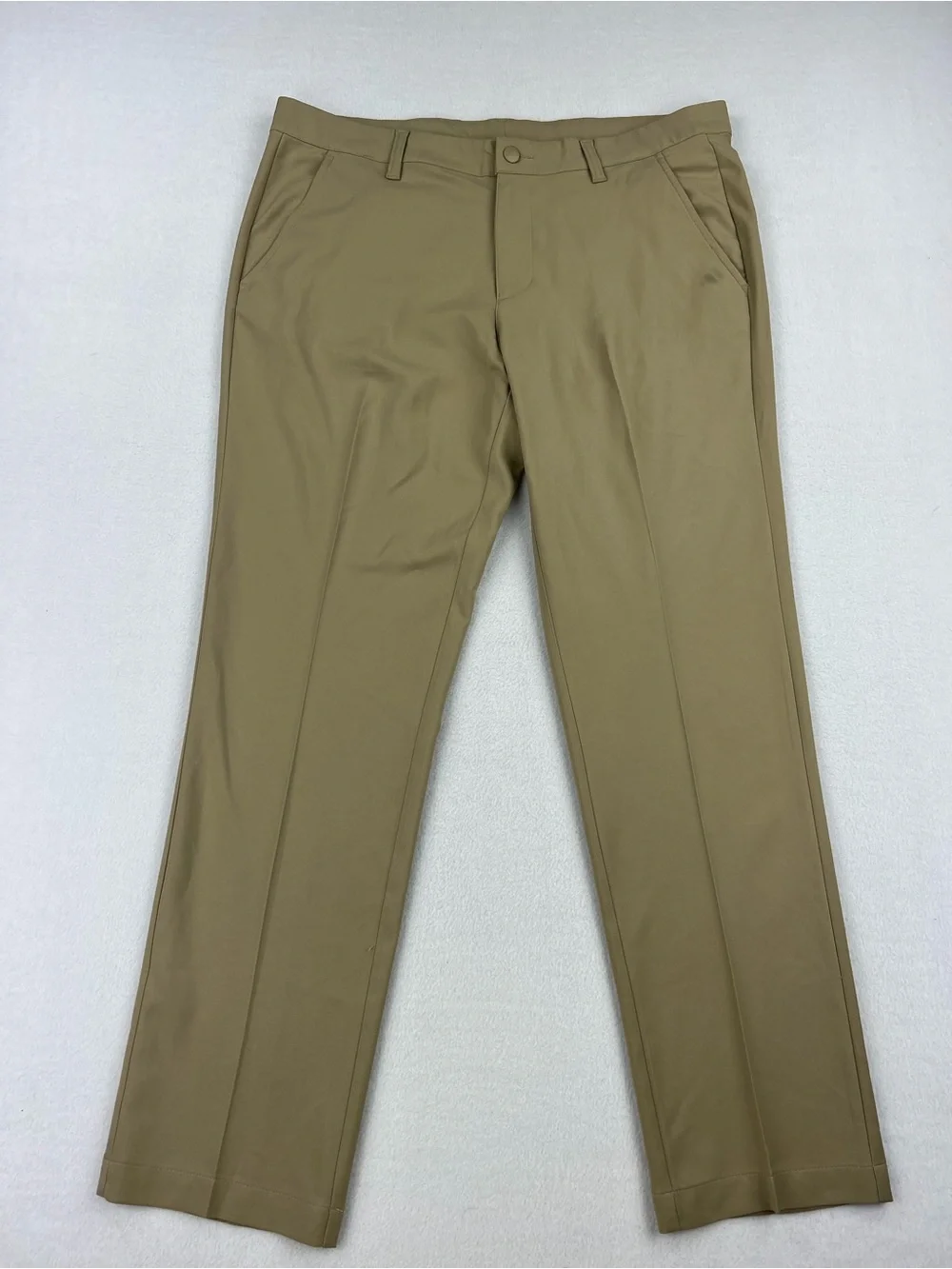 Adidas Mens Adi Advantage Khaki Performance Golf Pants Flat Front Size 35x32